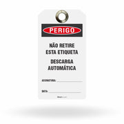 Etiqueta de Bloqueio LOTO "Perigo: Não Retire, Descarga Automática" (Embalagem com 14 unidades)