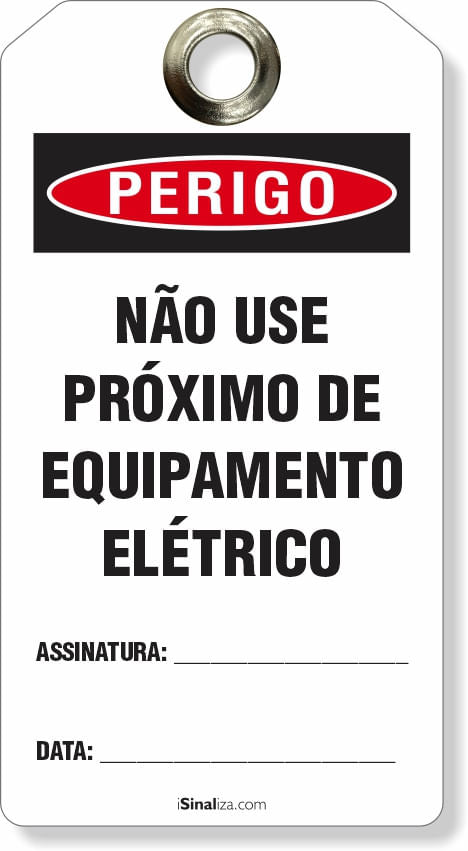 Etiqueta de Bloqueio LOTO "Perigo: Não Use Próximo de Equipamento Elétrico" (Embalagem com 14 unidades)