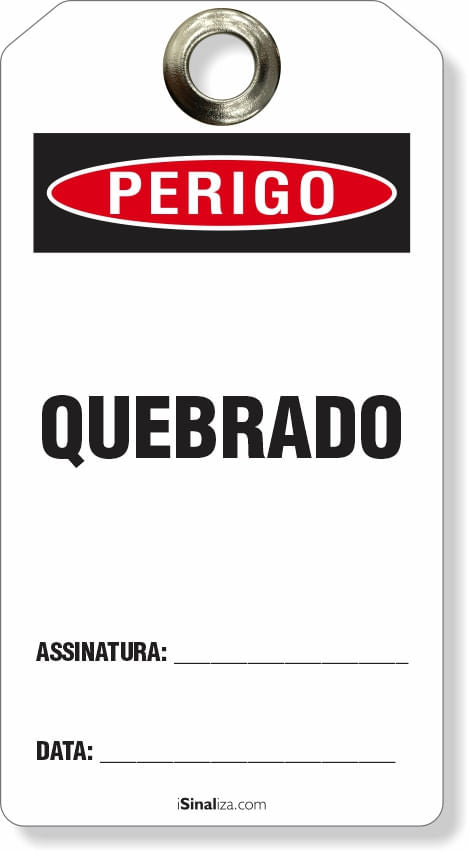 Etiqueta de Bloqueio LOTO "Perigo: Quebrado" (Embalagem com 14 unidades)