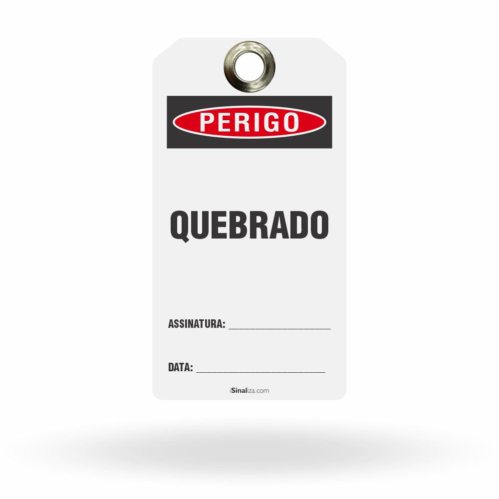 Etiqueta de Bloqueio LOTO "Perigo: Quebrado" (Embalagem com 14 unidades)