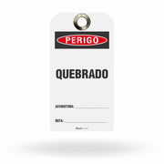 Etiqueta de Bloqueio LOTO "Perigo: Quebrado" (Embalagem com 14 unidades)