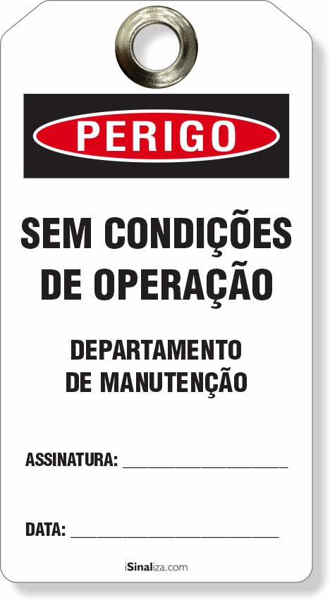 Etiqueta de Bloqueio LOTO "Perigo: Departamento de Manutenção" (Embalagem com 14 unidades)