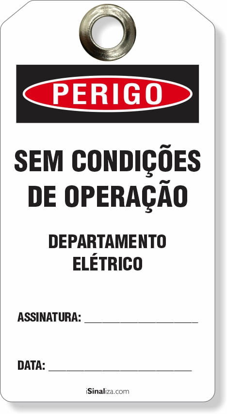 Etiqueta de Bloqueio LOTO "Perigo: Departamento Elétrico" (Embalagem com 14 unidades)