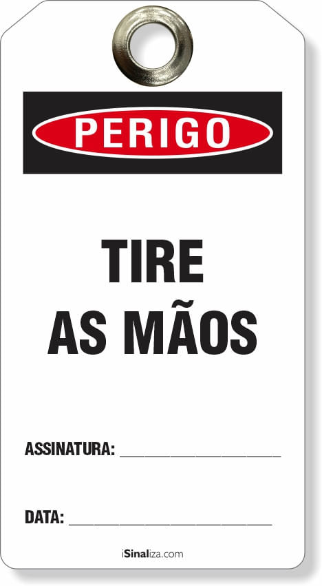 Etiqueta de Bloqueio LOTO "Perigo: Tire as Mãos" (Embalagem com 14 unidades)