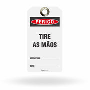 Etiqueta de Bloqueio LOTO "Perigo: Tire as Mãos" (Embalagem com 14 unidades)