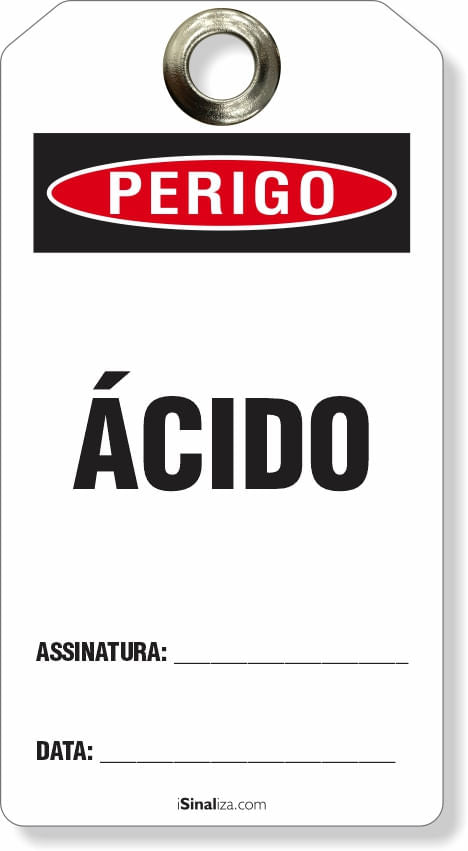 Etiqueta de Bloqueio LOTO "Perigo: Ácido" (Embalagem com 14 unidades)