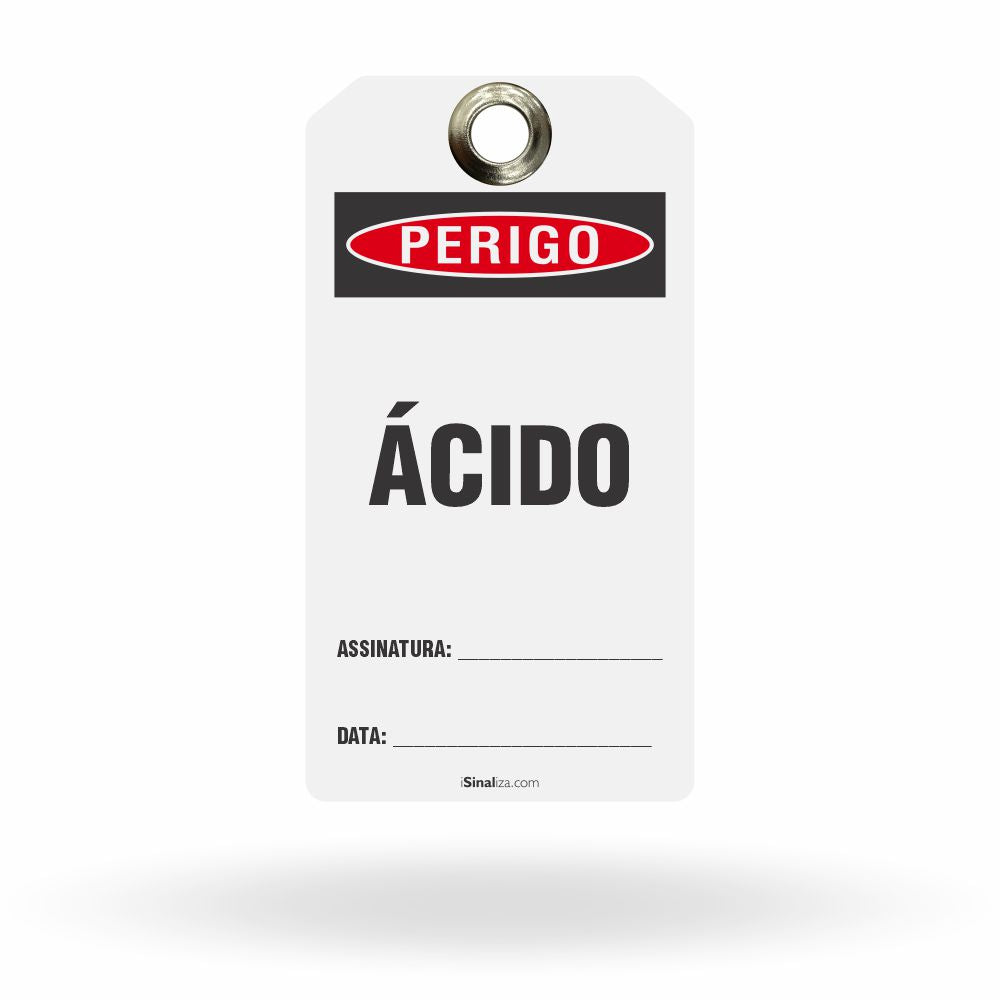 Etiqueta de Bloqueio LOTO "Perigo: Ácido" (Embalagem com 14 unidades)