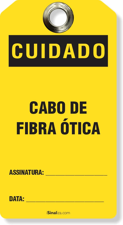 Etiqueta de Bloqueio LOTO "Cuidado: Cabo de Fibra Ótica" (Embalagem com 14 unidades)