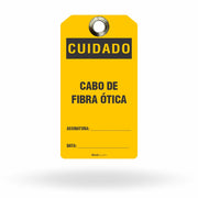 Etiqueta de Bloqueio LOTO "Cuidado: Cabo de Fibra Ótica" (Embalagem com 14 unidades)