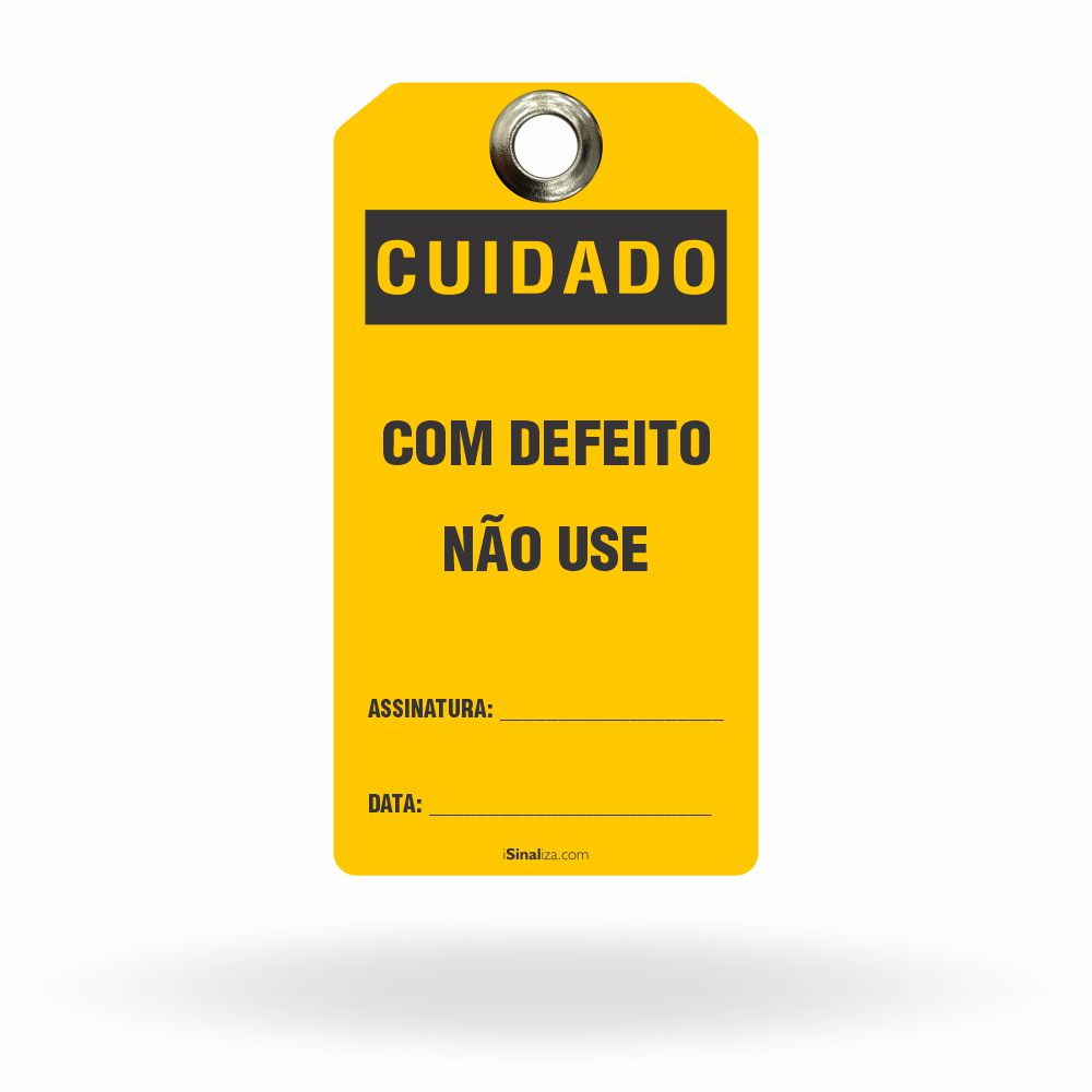 Etiqueta de Bloqueio LOTO "Cuidado: Com Defeito, Não Use" (Embalagem com 14 unidades)