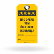 Etiqueta de Bloqueio LOTO "Cuidado: Não Opere Sem Óculos de Segurança" (Embalagem com 14 unidades)