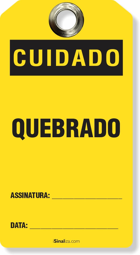 Etiqueta de Bloqueio LOTO "Cuidado: Quebrado" (Embalagem com 14 unidades)