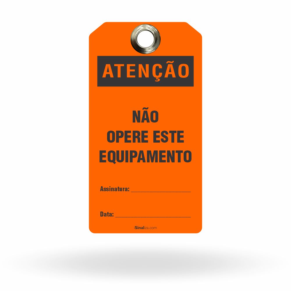 Etiqueta de Bloqueio LOTO "Atenção: Não Opere Este Equipamento" (Embalagem com 14 unidades)