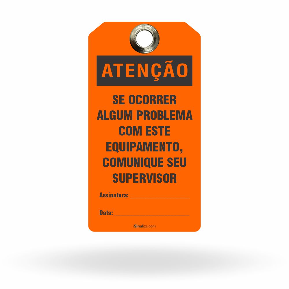 Etiqueta de Bloqueio LOTO "Atenção: Problema Com Este Equipamento, Comunique" (Embalagem com 14 unidades)