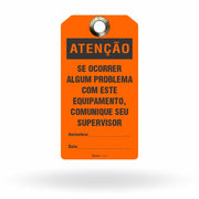 Etiqueta de Bloqueio LOTO "Atenção: Problema Com Este Equipamento, Comunique" (Embalagem com 14 unidades)