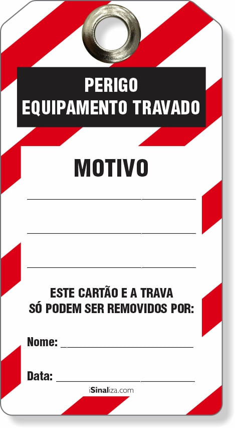 Etiqueta de Bloqueio LOTO "Perigo: Equipamento Travado" (Embalagem com 14 unidades)