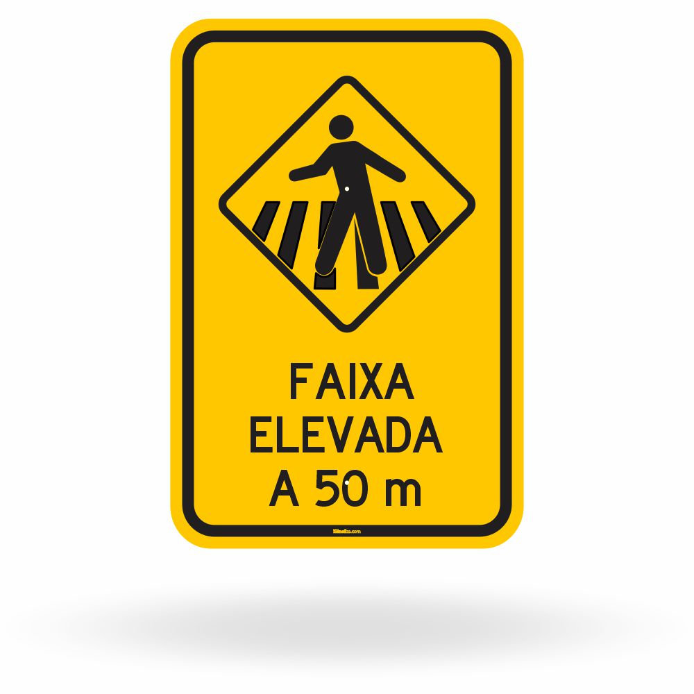 Placa Passagem de Pedestres com Faixa Elevada a 50 Metros (A-32b)