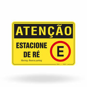 Placa Atenção - Estacione de Ré