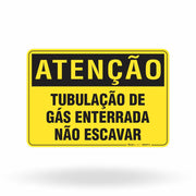 Placa Atenção - Tubulação de Gás Enterrada Não Escavar