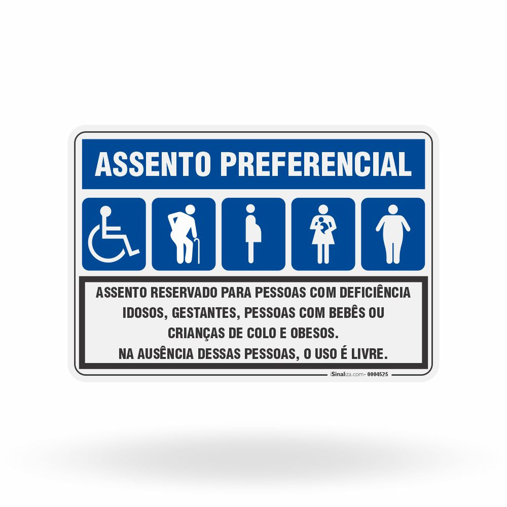 Placa de Sinalização "Assento Preferencial" Horizontal