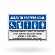 Placa de Sinalização "Assento Preferencial" Horizontal