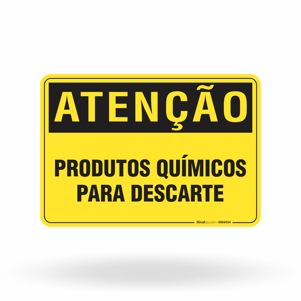 Placa Atenção - Produtos Químicos Para Descarte
