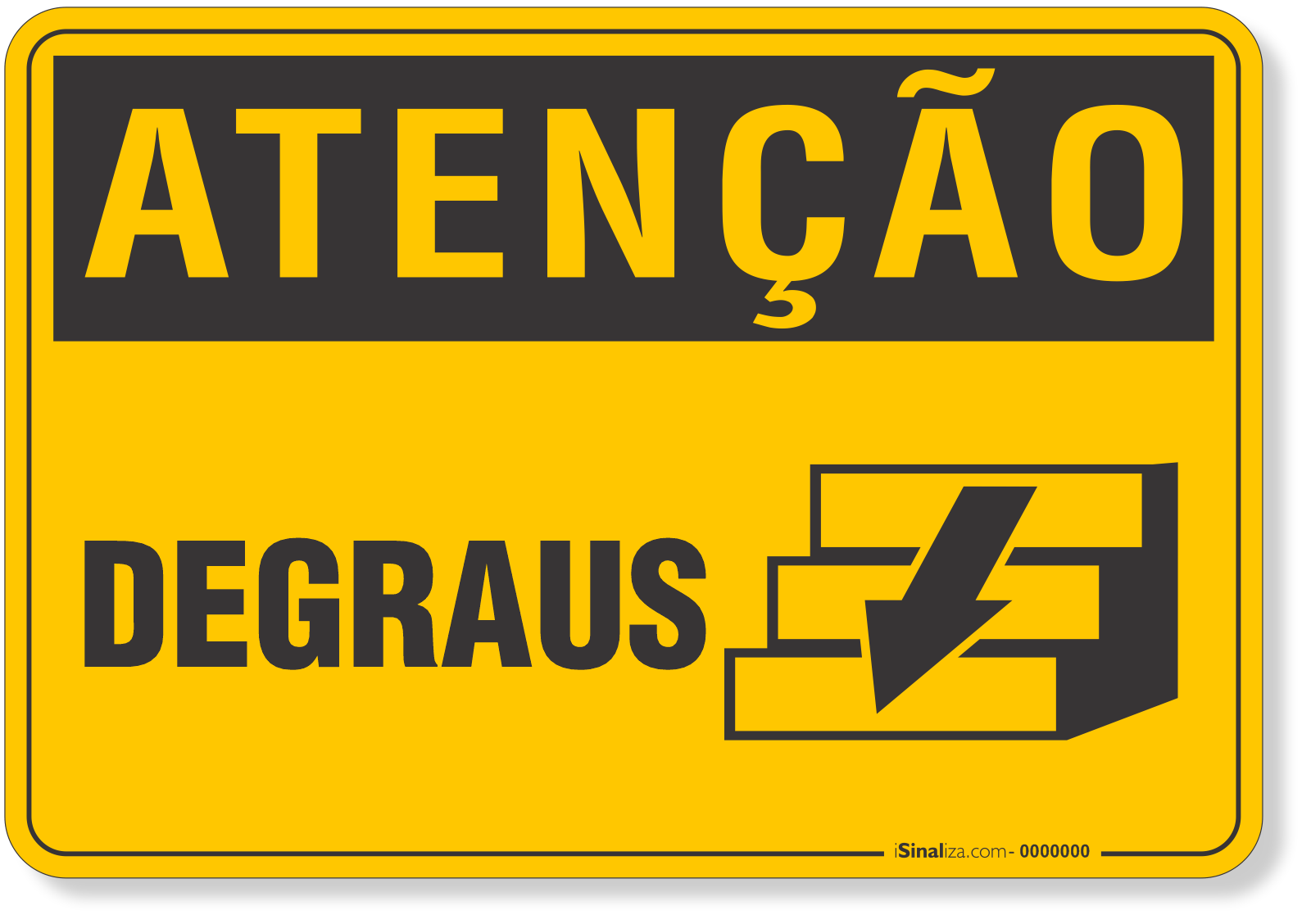 Placa de Atenção - Degraus (Seta para Baixo)