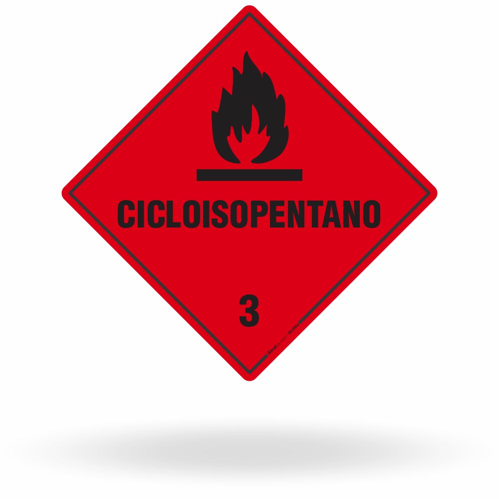 Placa de Sinalização de Risco "Cicloisopentano - Classe 3" NBR 7500