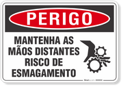 Placa Perigo Mantenha As Mãos Distantes Risco De Esmagamento