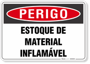 Placa Perigo Estoque De Material Inflamável