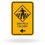 Placa Passagem de Pedestres (Seta Esquerda) (A-32b)