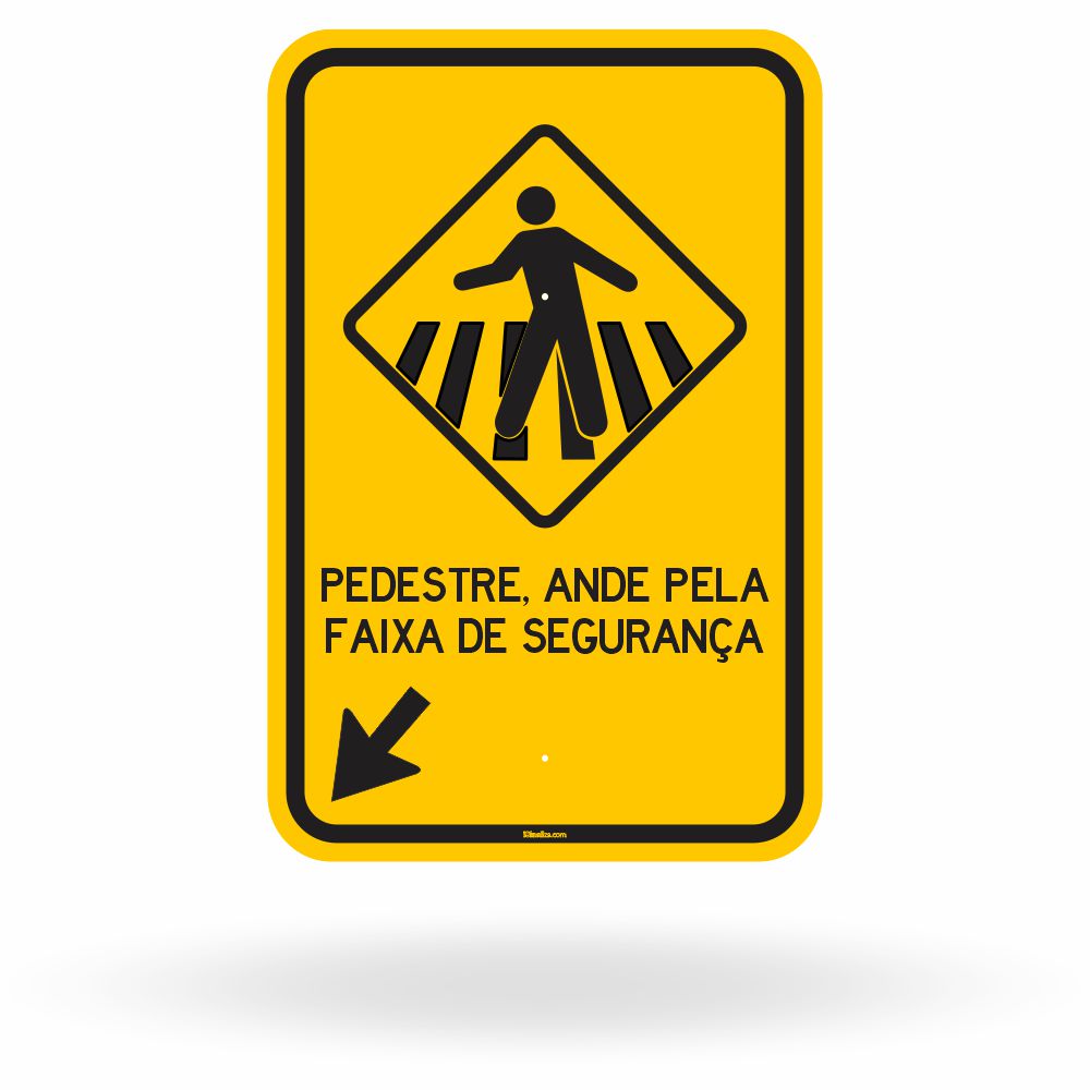 Placa Passagem de Pedestres (Seta Esquerda) (A-32b)