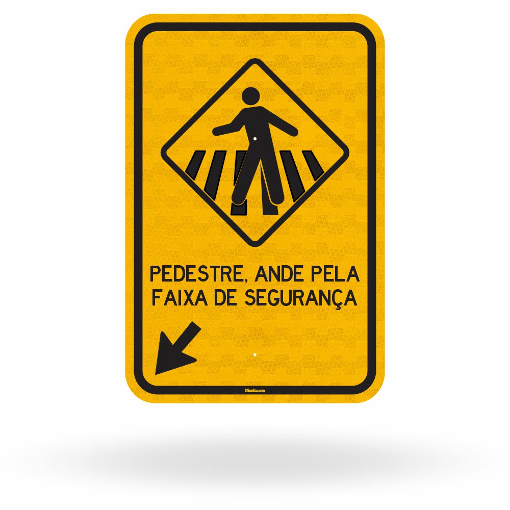 Placa Passagem de Pedestres (Seta Esquerda) (A-32b)