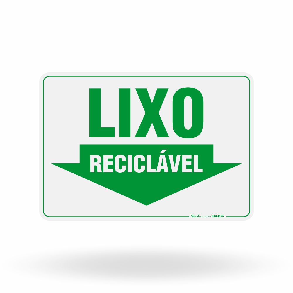 Placa Lixo Reciclável - Seta Horizontal