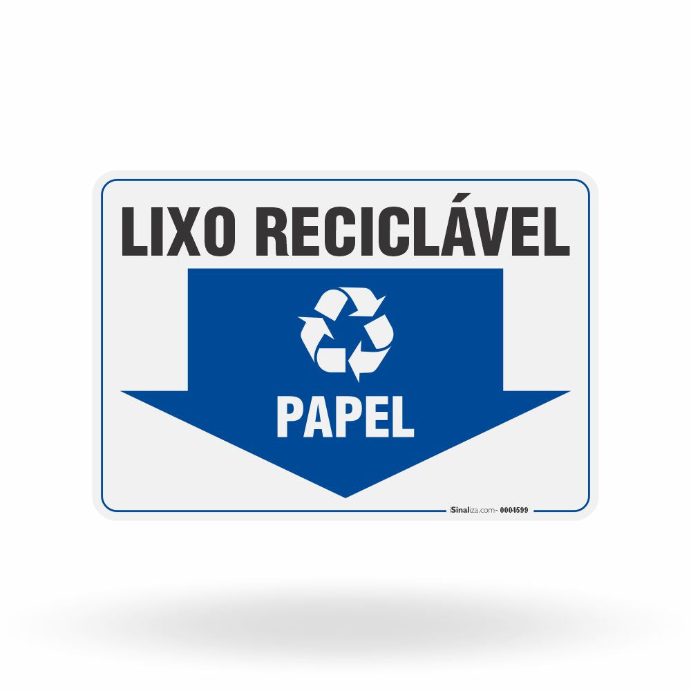 Placa Lixo Reciclável - Seta Horizontal (Papel)