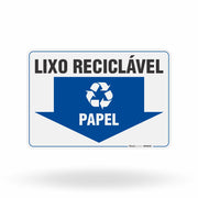 Placa Lixo Reciclável - Seta Horizontal (Papel)