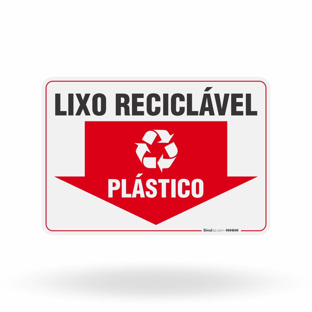 Placa Lixo Reciclável - Seta Horizontal (Plástico)