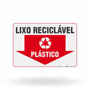 Placa Lixo Reciclável - Seta Horizontal (Plástico)