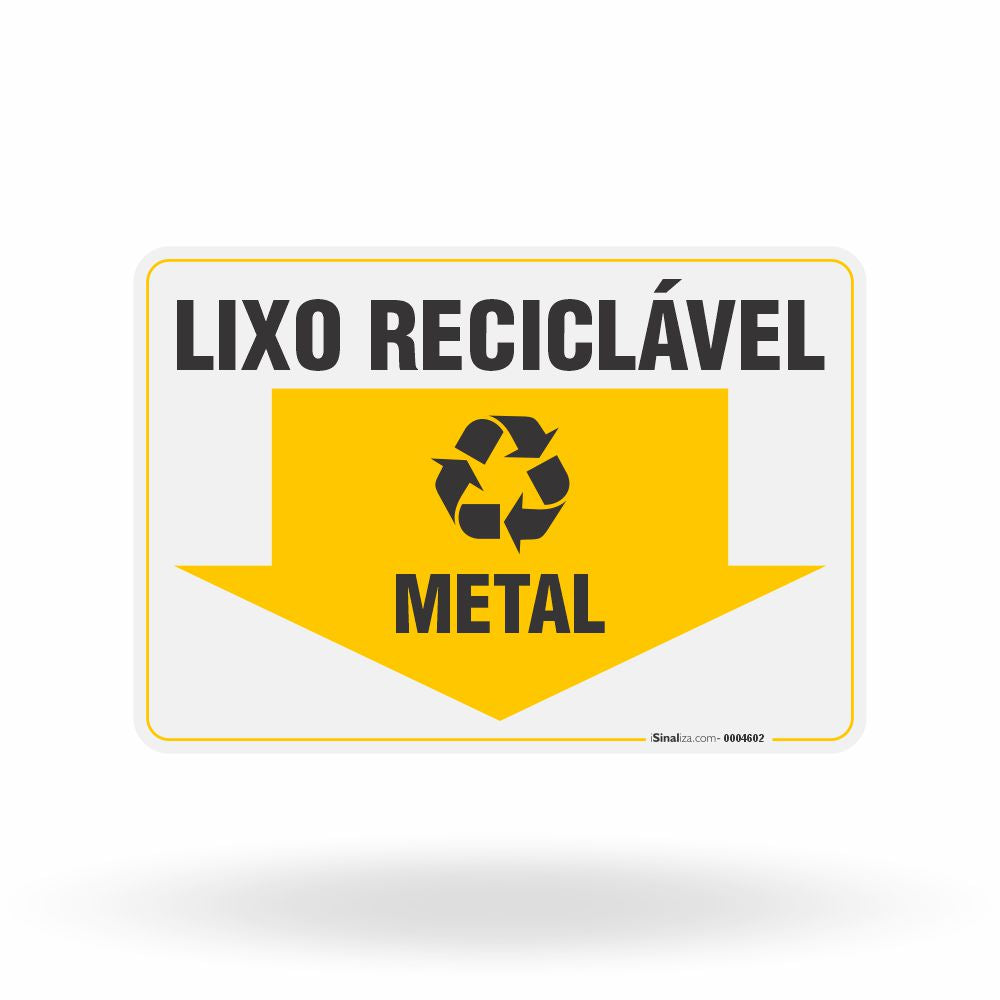 Placa Lixo Reciclável - Seta Horizontal (Metal)