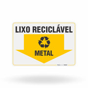 Placa Lixo Reciclável - Seta Horizontal (Metal)