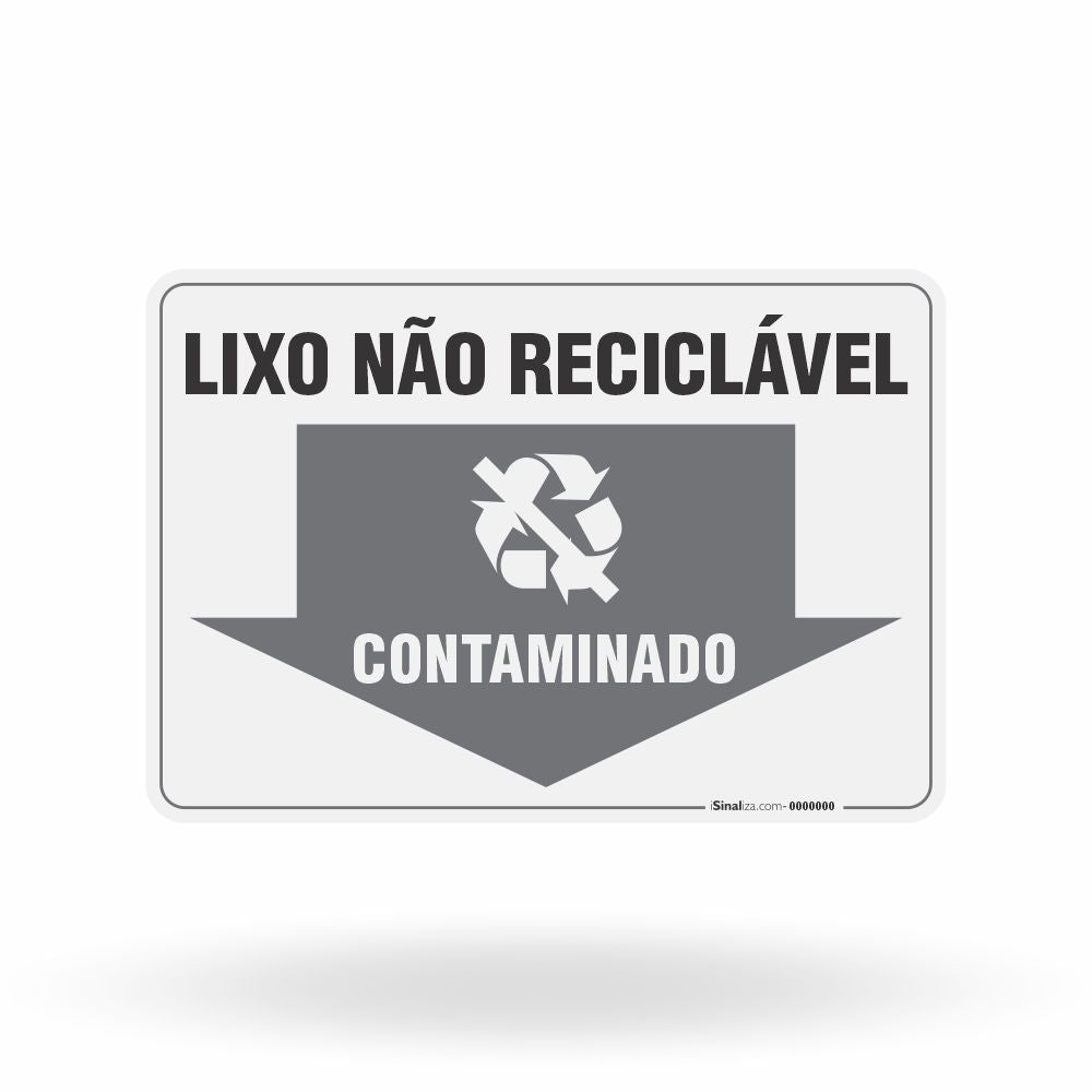 Placa Lixo Não Reciclável - Seta Horizontal (Contaminado)