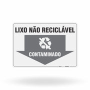 Placa Lixo Não Reciclável - Seta Horizontal (Contaminado)