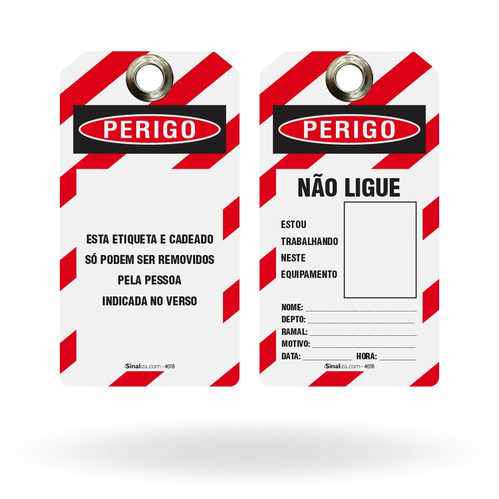 Etiqueta de Bloqueio LOTO "Perigo: Cadeado Removido Por / Motivo - Com Foto" (Embalagem com 14 unidades)