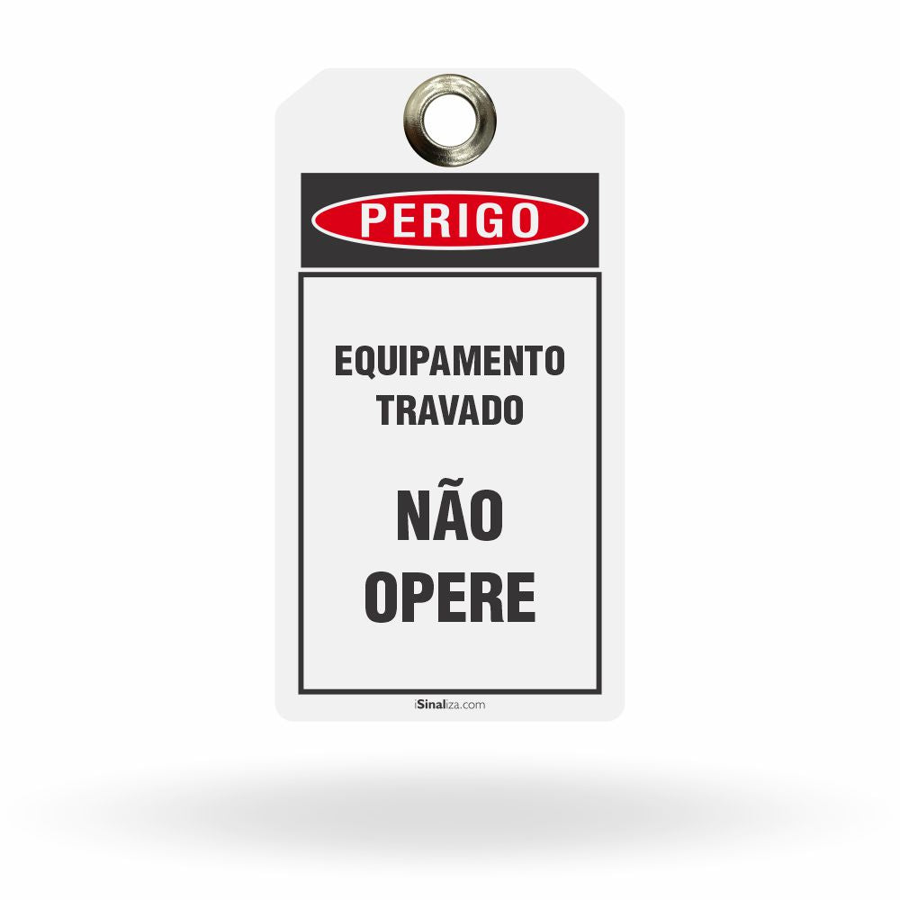 Etiqueta de Bloqueio LOTO "Perigo: Não Opere - Fonte de Energia Bloqueada" (Embalagem com 14 unidades)