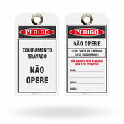 Etiqueta de Bloqueio LOTO "Perigo: Não Opere - Fonte de Energia Bloqueada" (Embalagem com 14 unidades)