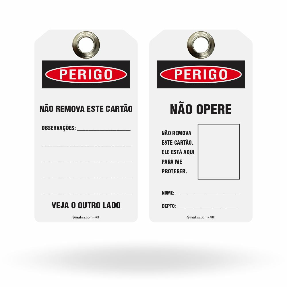 Etiqueta de Bloqueio LOTO "Perigo: Não Remova Este Cartão" (Embalagem com 14 unidades)