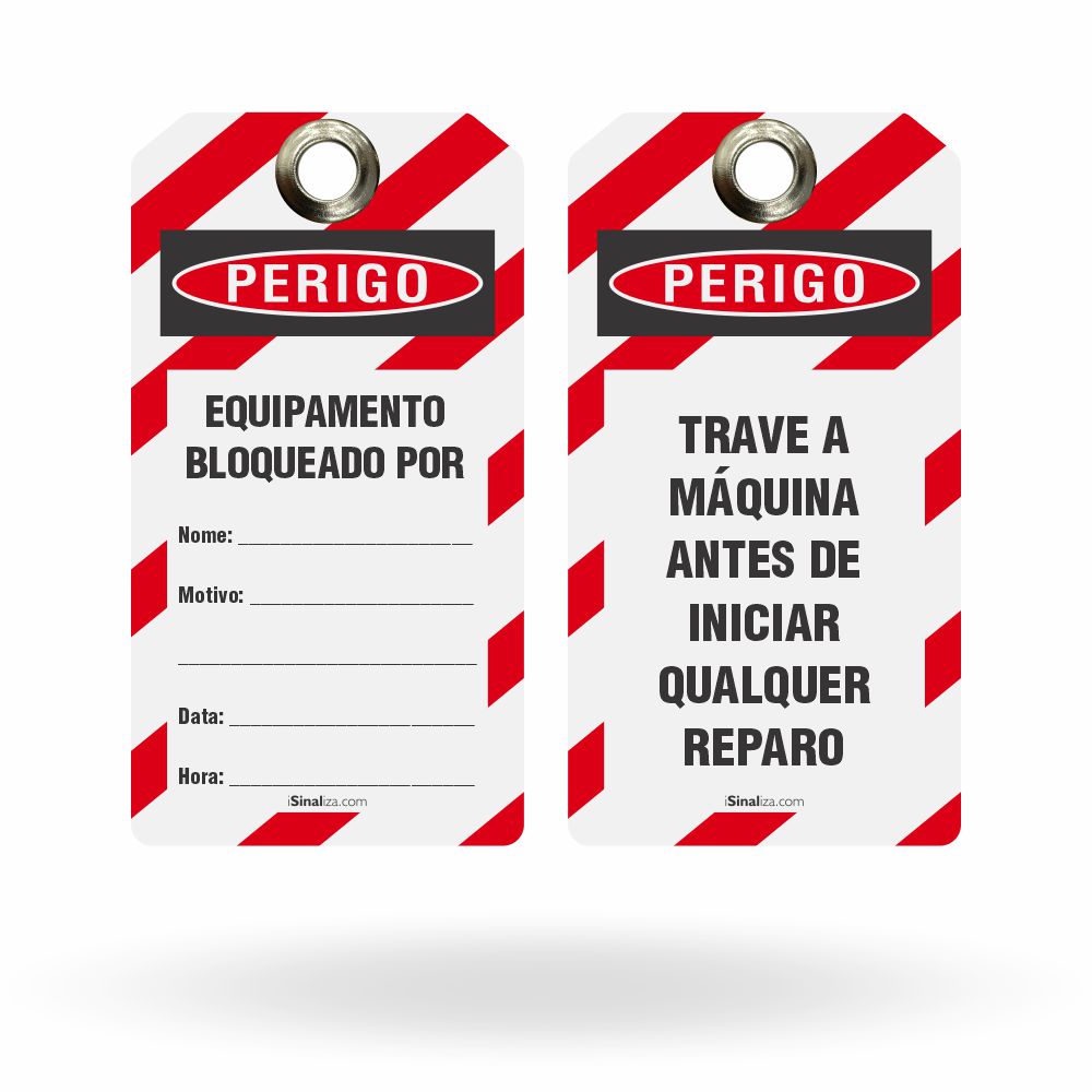 Etiqueta de Bloqueio LOTO "Perigo: Equipamento Bloqueado Por" (Embalagem com 14 unidades)