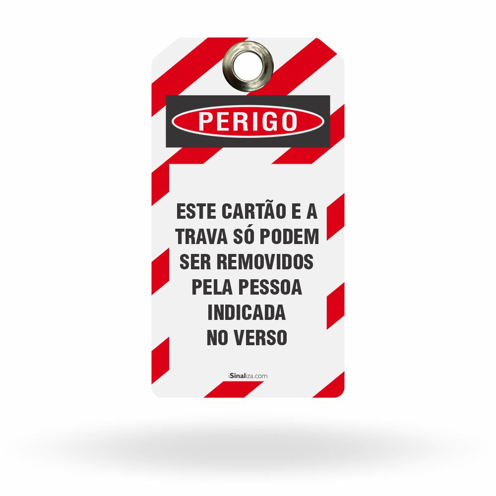 Etiqueta de Bloqueio LOTO "Perigo: Equipamento Bloqueado Por / Equipamento e Trava" (Embalagem com 14 unidades)