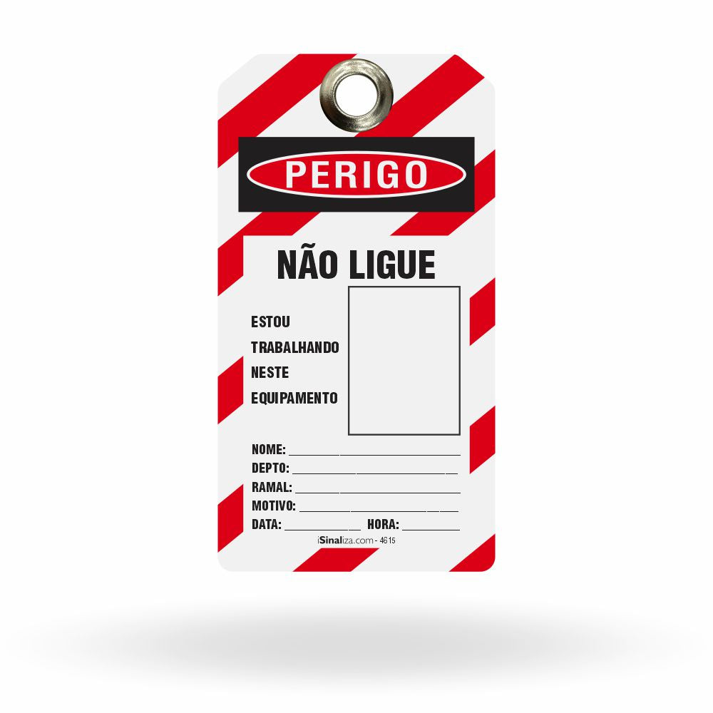 Etiqueta de Bloqueio LOTO "Perigo: Não Ligue - 10 Passos" (Embalagem com 14 unidades)