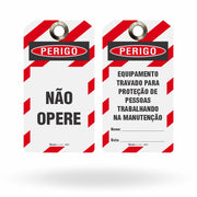 Etiqueta de Bloqueio LOTO "Perigo: Não Opere - Equipamento Travado" (Embalagem com 14 unidades)
